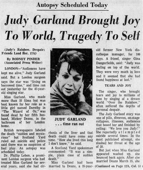judy garland death newspaper